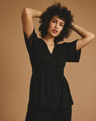 Flora Liquid Jersey Top - Black