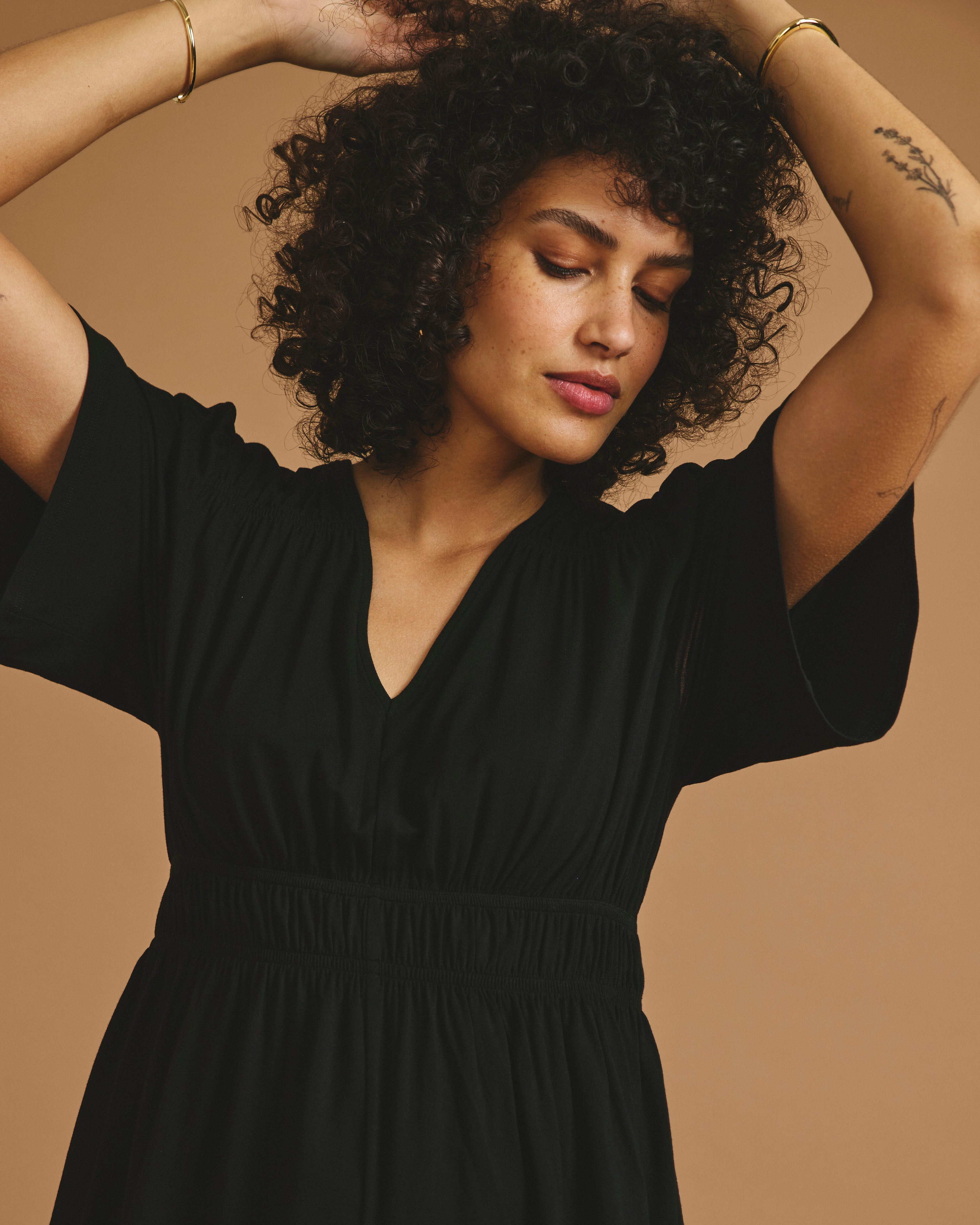 Flora Liquid Jersey Top - Black