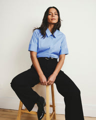 Elbe Stretch Poplin Short Sleeve Shirt - Soft Blue