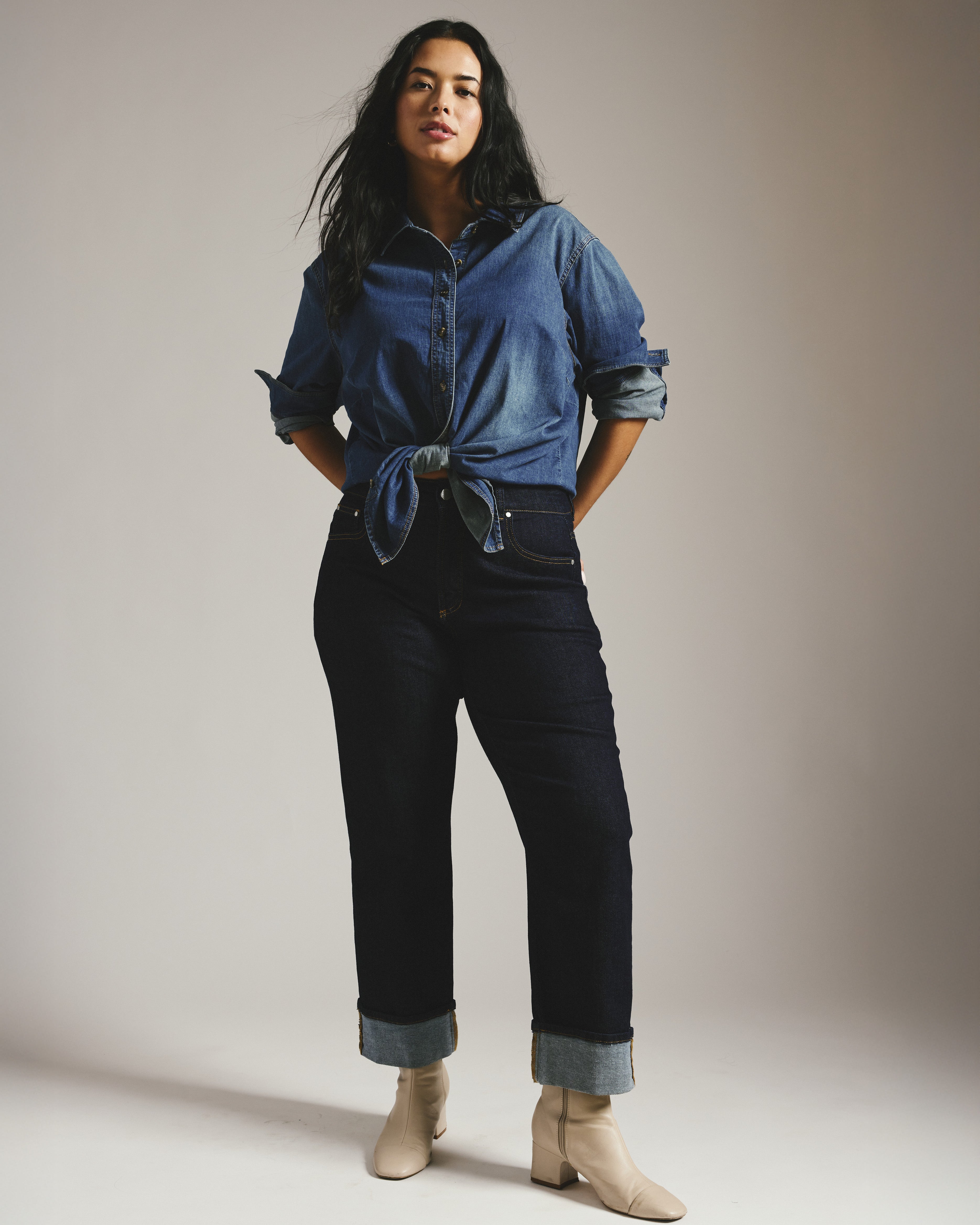 Minimalist Stretch Cotton Chambray Shirt - Union City Blue