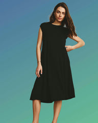 Capri Divine Jersey Flared Dress - Black