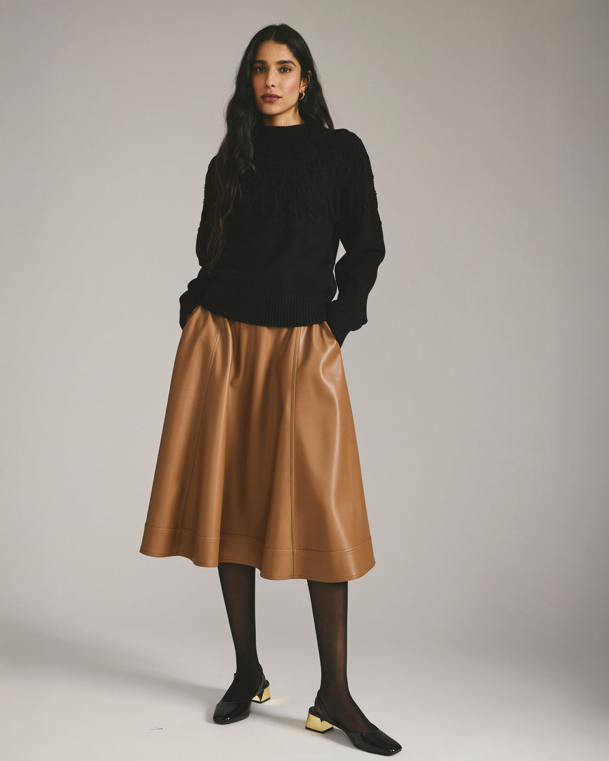 Safiya Cable Knit Sweater - Black