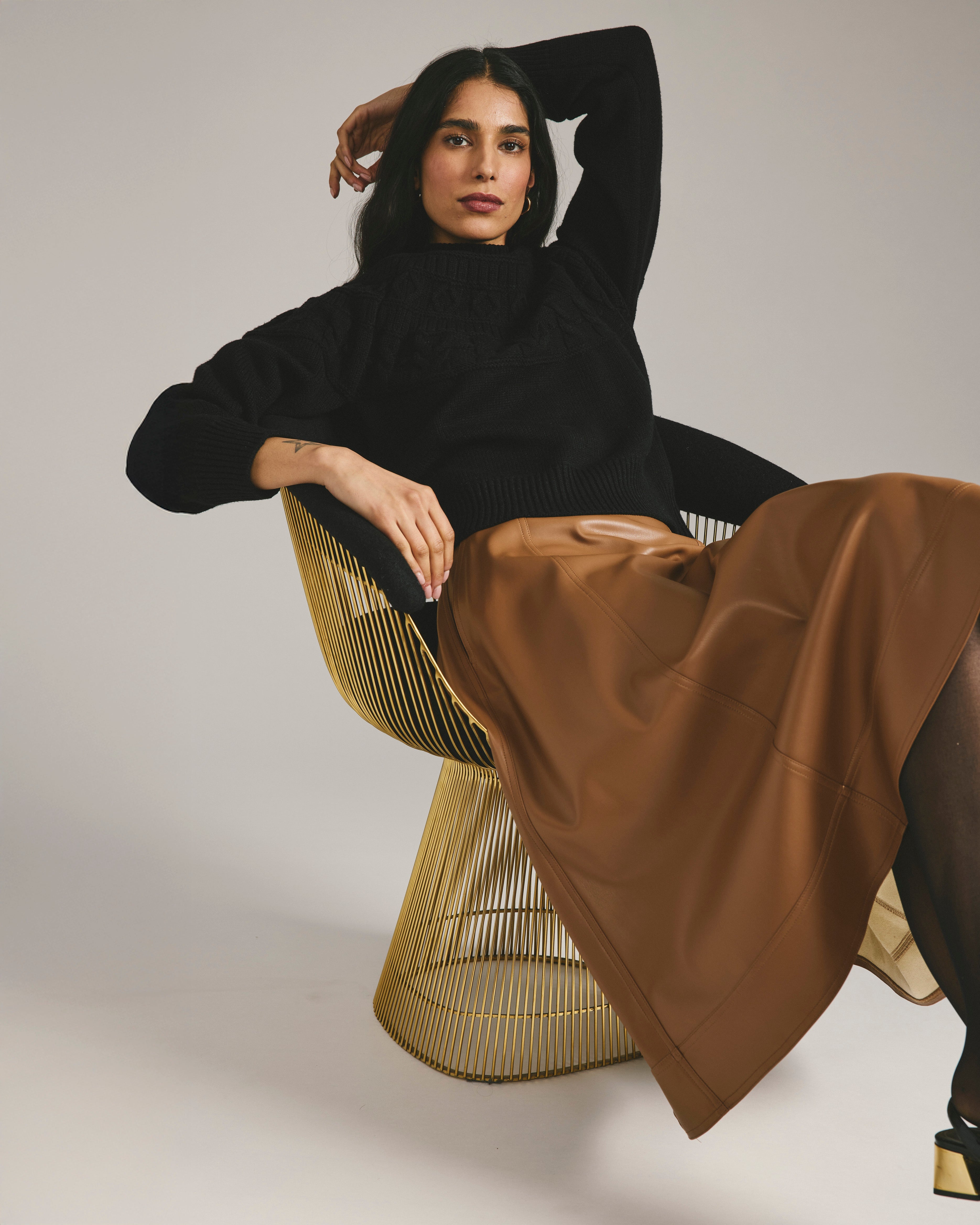 Safiya Cable Knit Sweater - Black