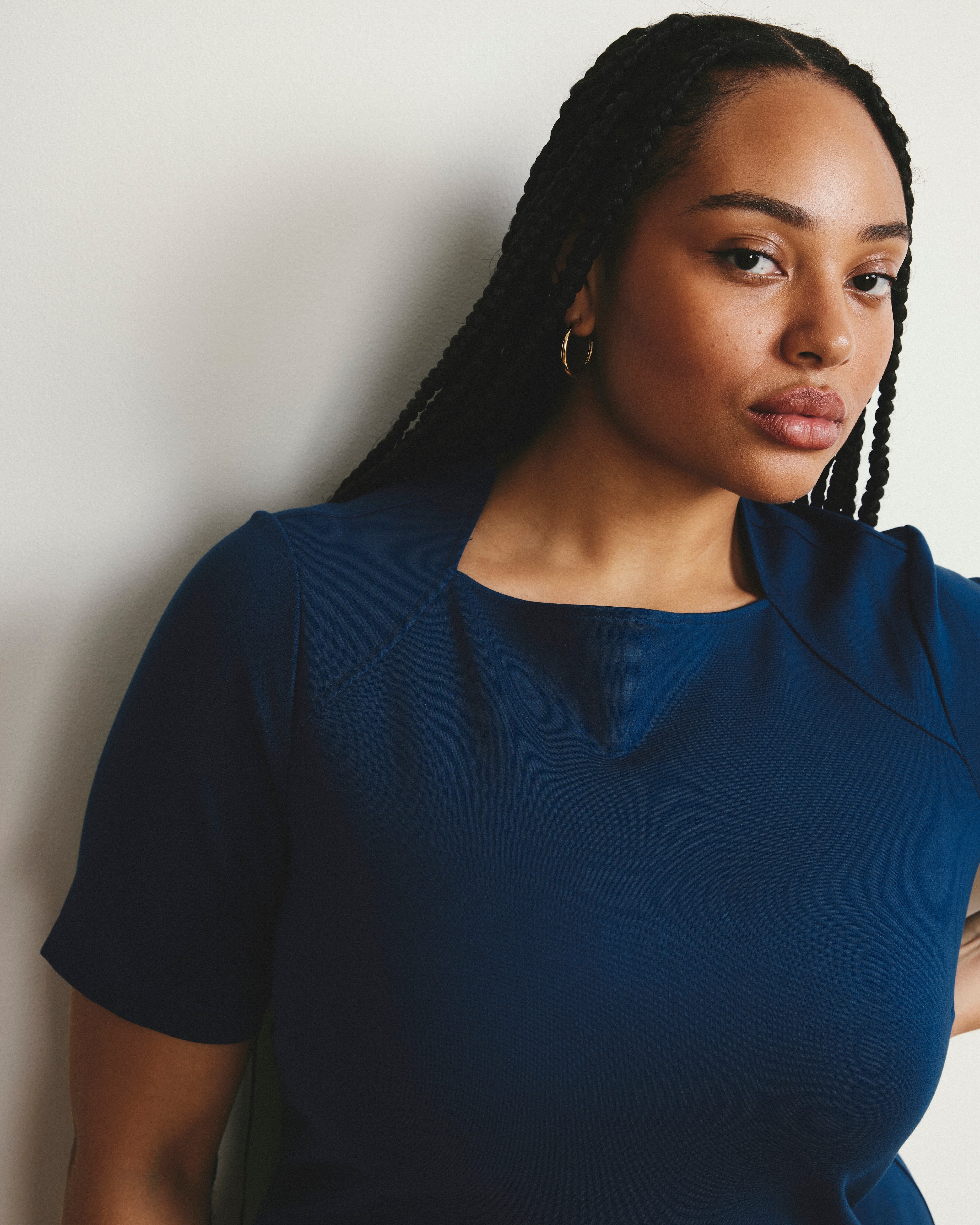 Envelope Neck Ponte Dress - Deep Teal