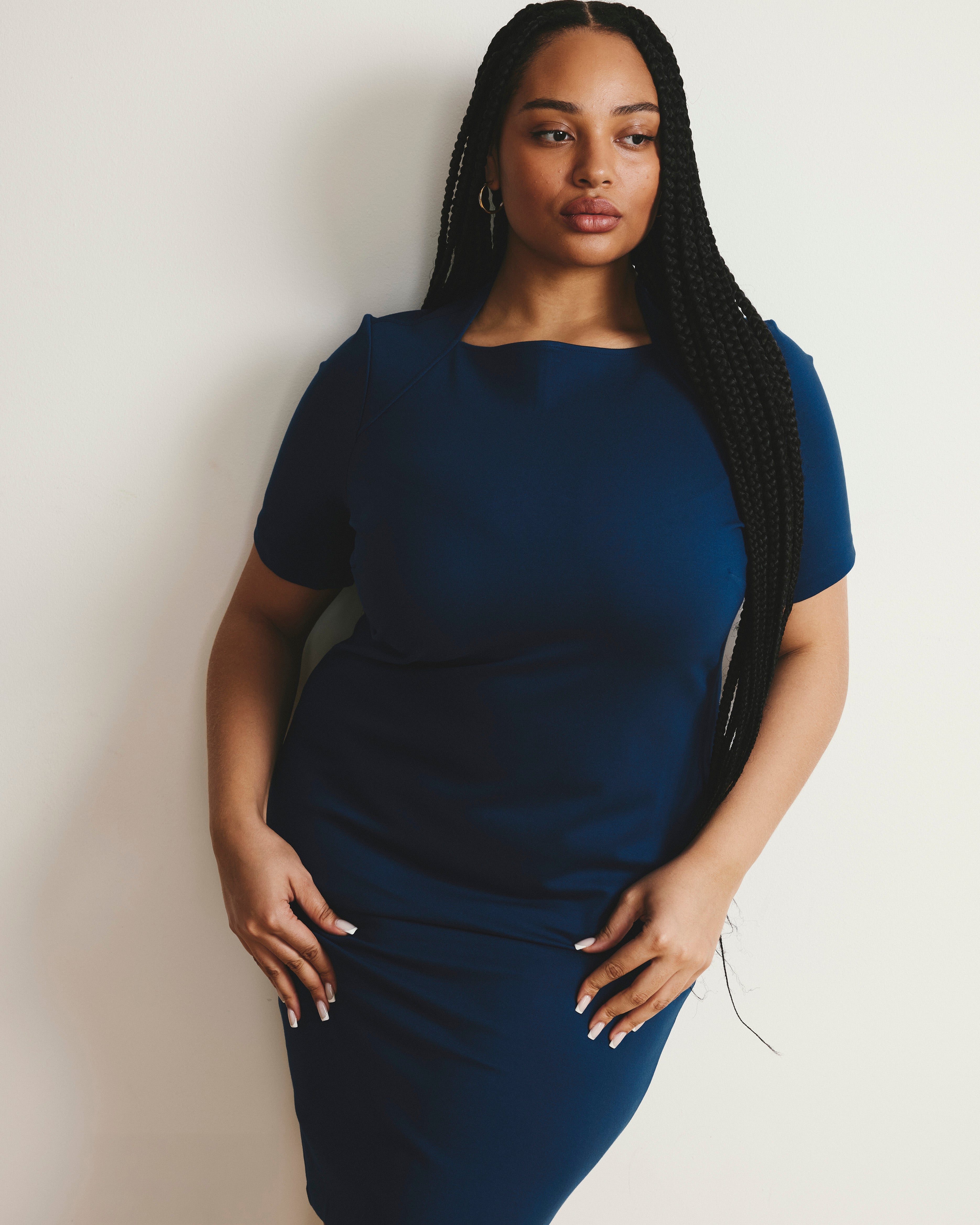 Envelope Neck Ponte Dress - Deep Teal