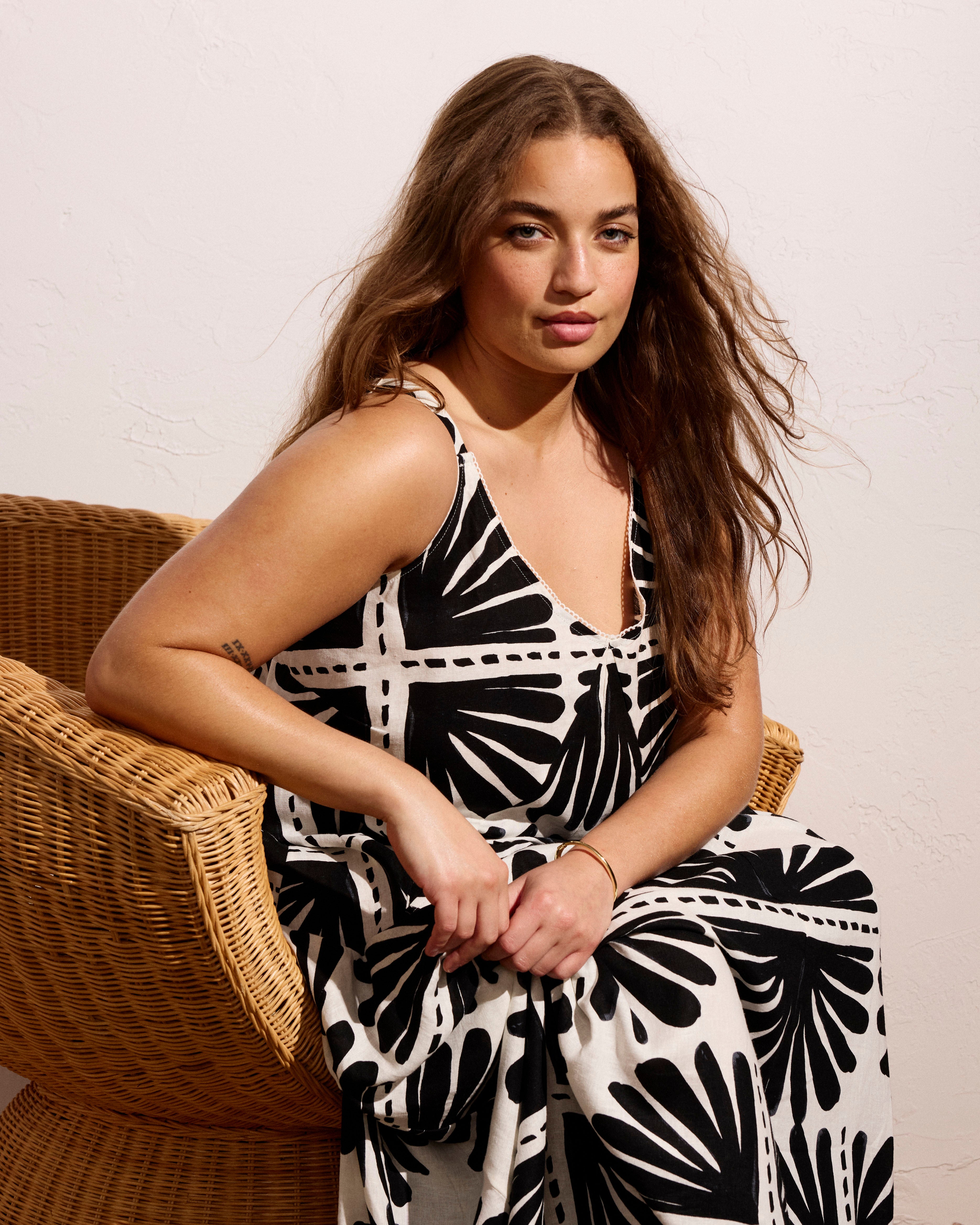 Kite Linen Blend Dress - Ink Bloom Print