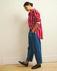 The Artist Oversized Poplin Shirt - Red/Black/White Stripe