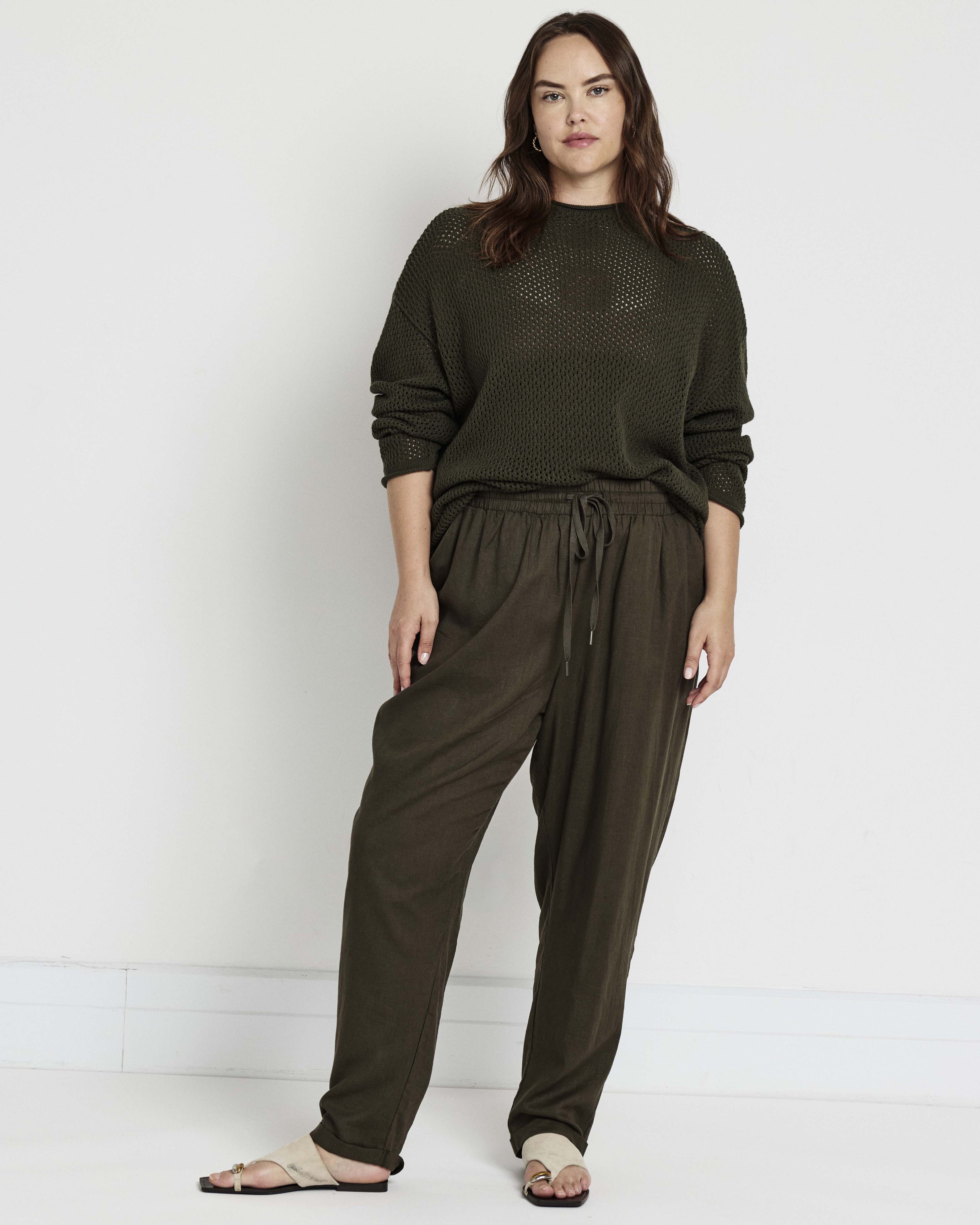 Positano Pointelle Mock Neck Sweater - Camo
