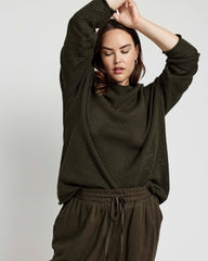Positano Pointelle Mock Neck Sweater - Camo