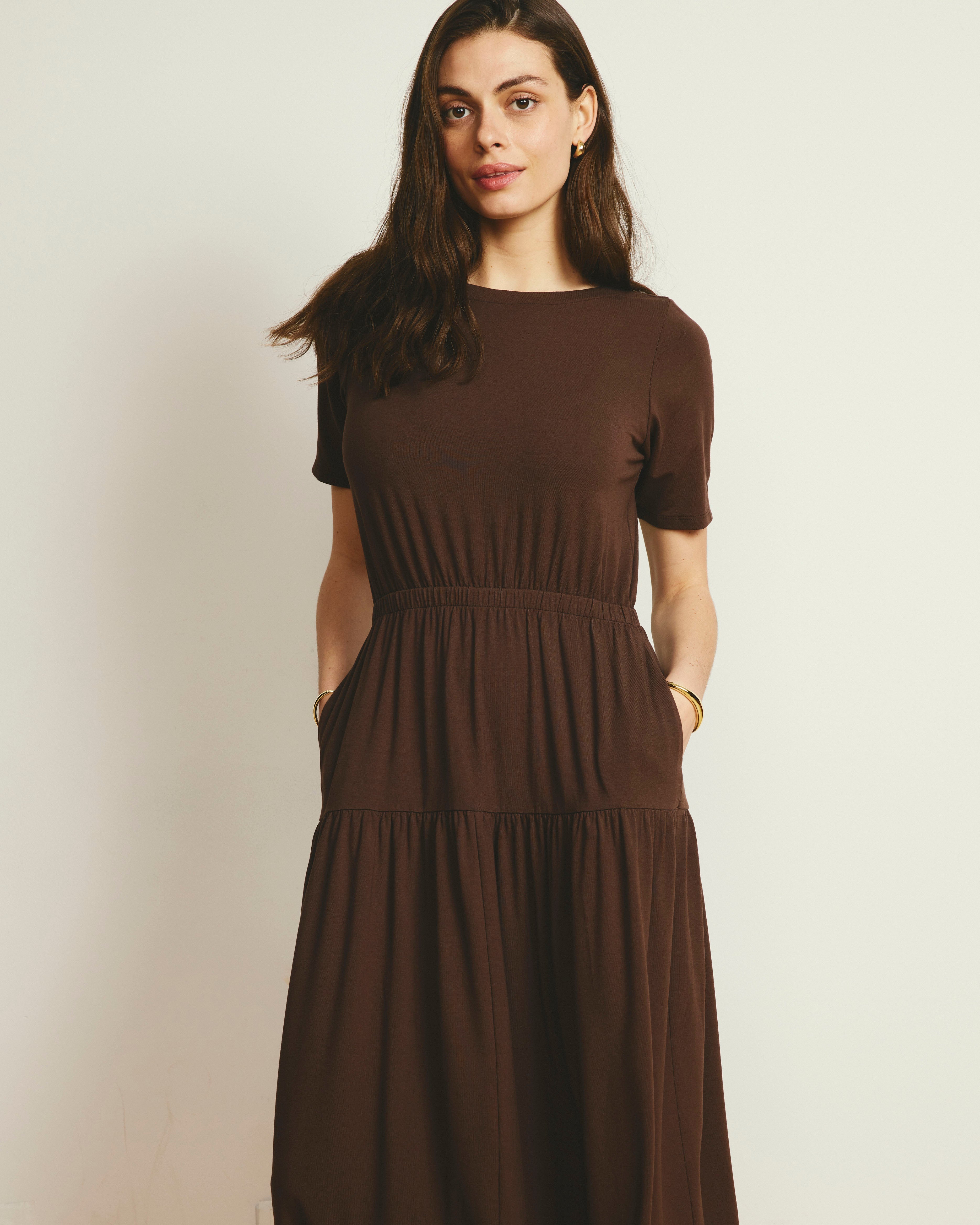 Thea Divine Jersey Midi Dress - Peppercorn