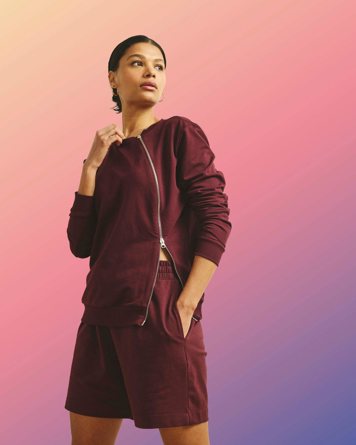 Meridien Zip Sweatshirt - Black Cherry