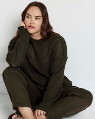 Positano Pointelle Mock Neck Sweater - Camo