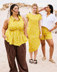 Iconic Stretch Linen Blend Geneva Dress - Yellow Confetti Print