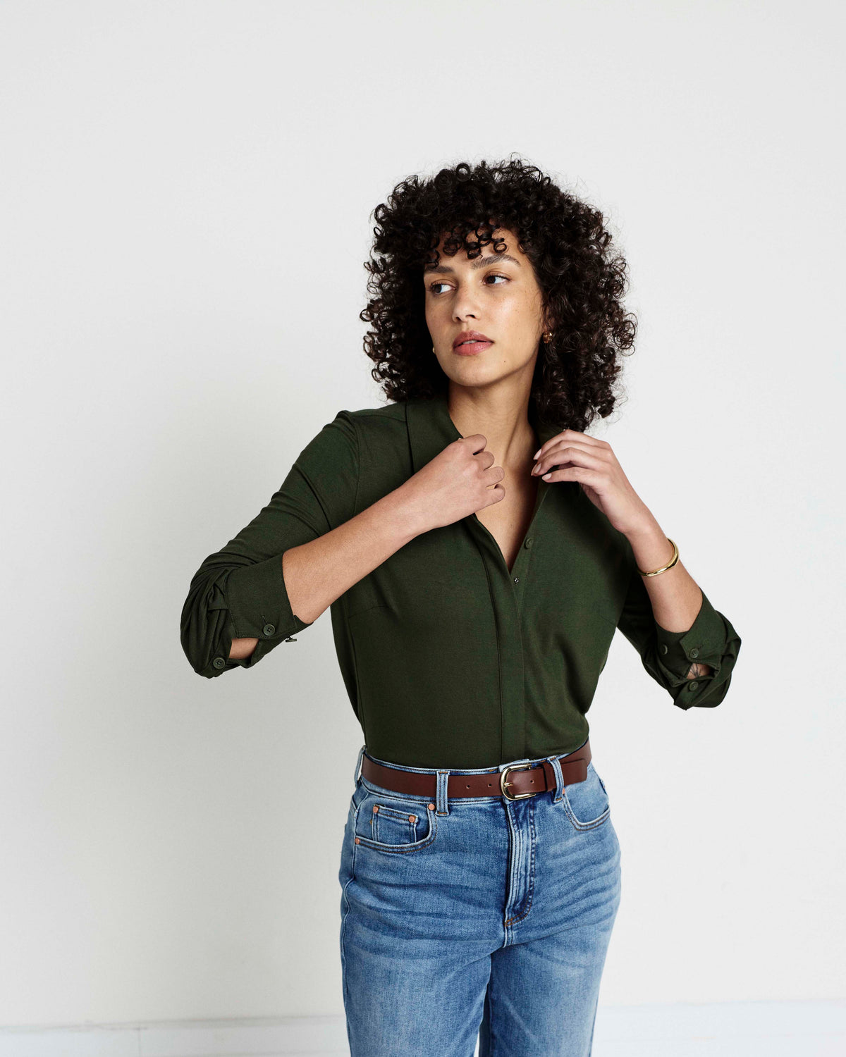 Elbe Liquid Jersey Shirt Classic Fit - Coratina Green