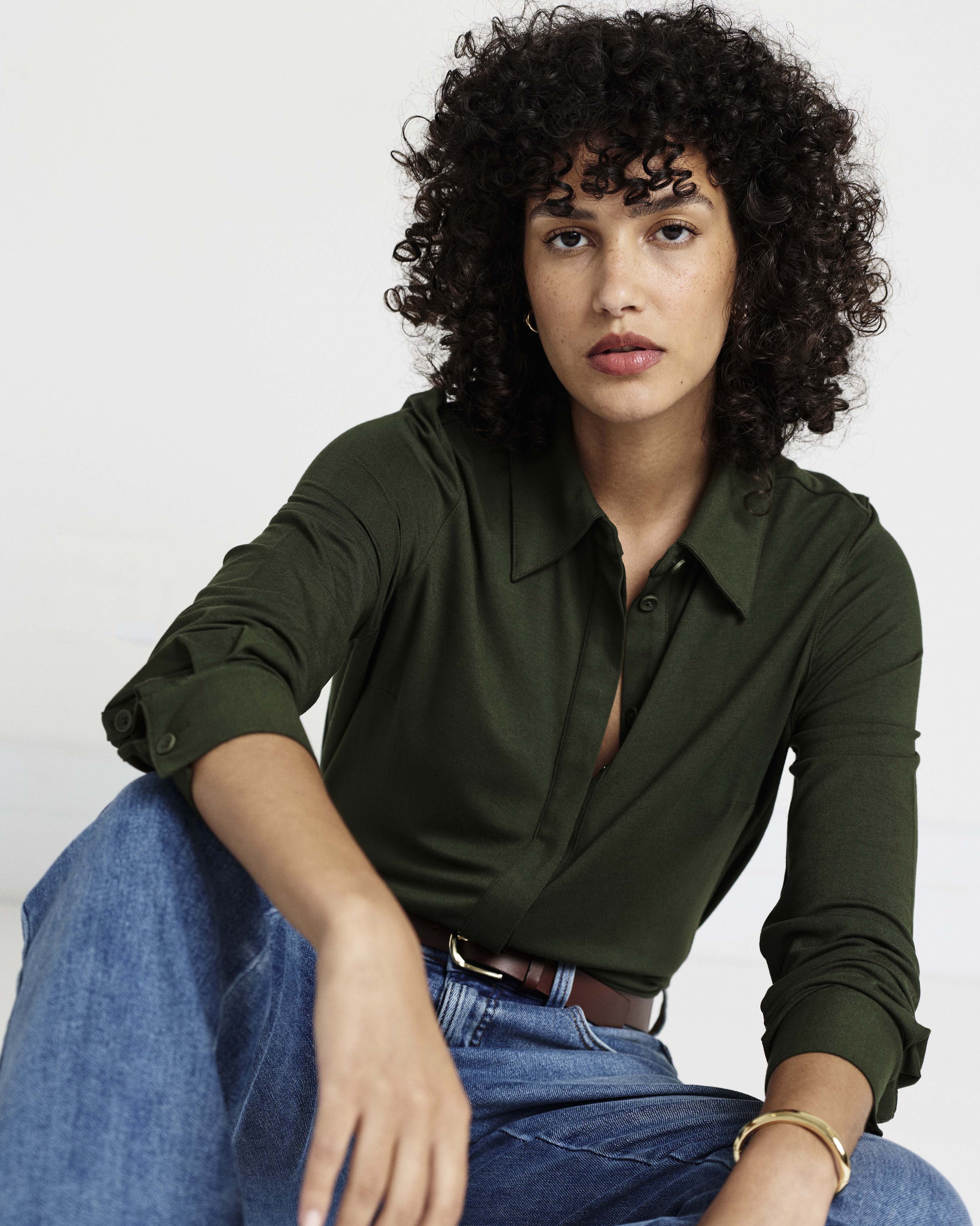 Elbe Liquid Jersey Shirt Classic Fit - Coratina Green