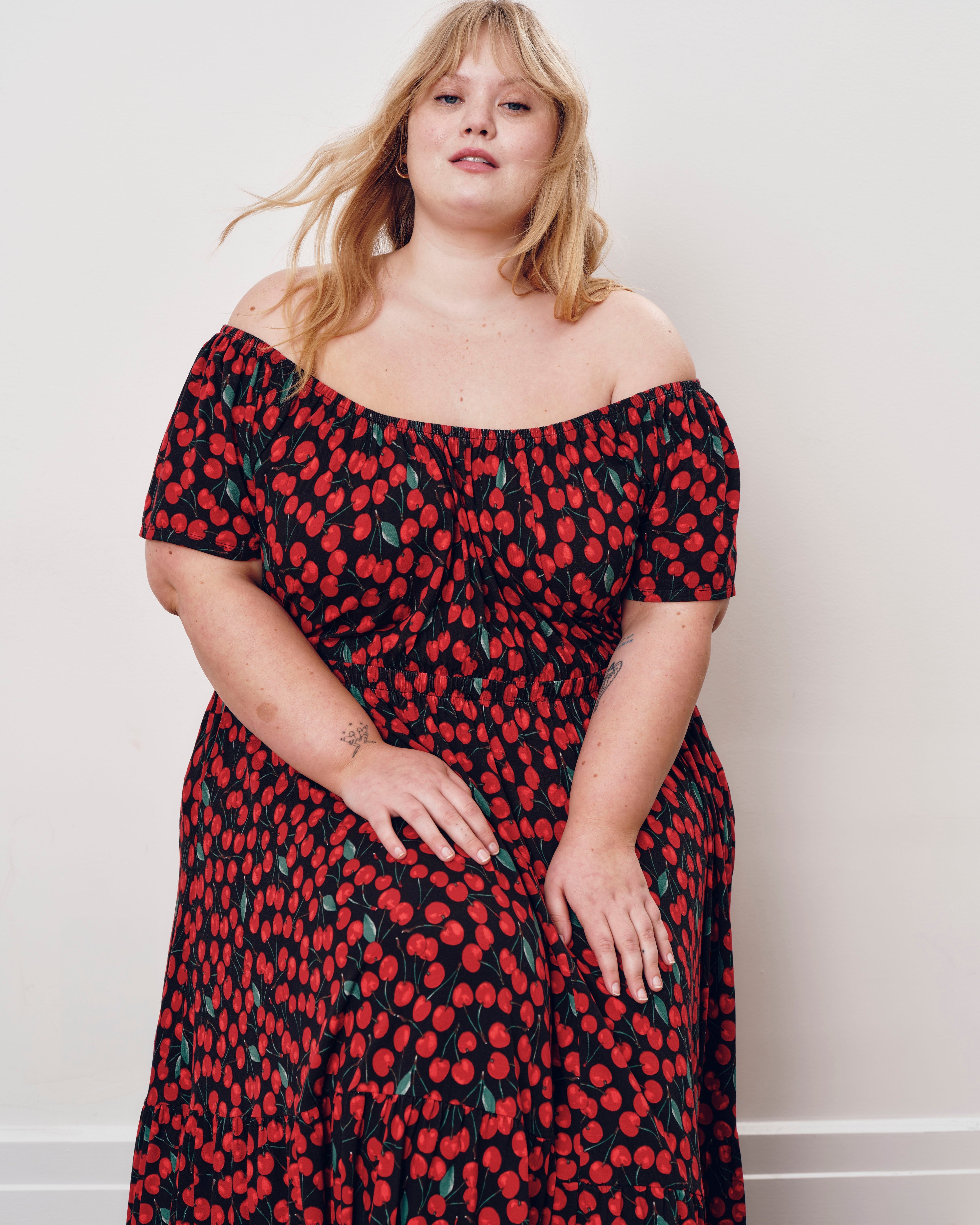 Kahlo Liquid Jersey Dress - Very Cherry Print