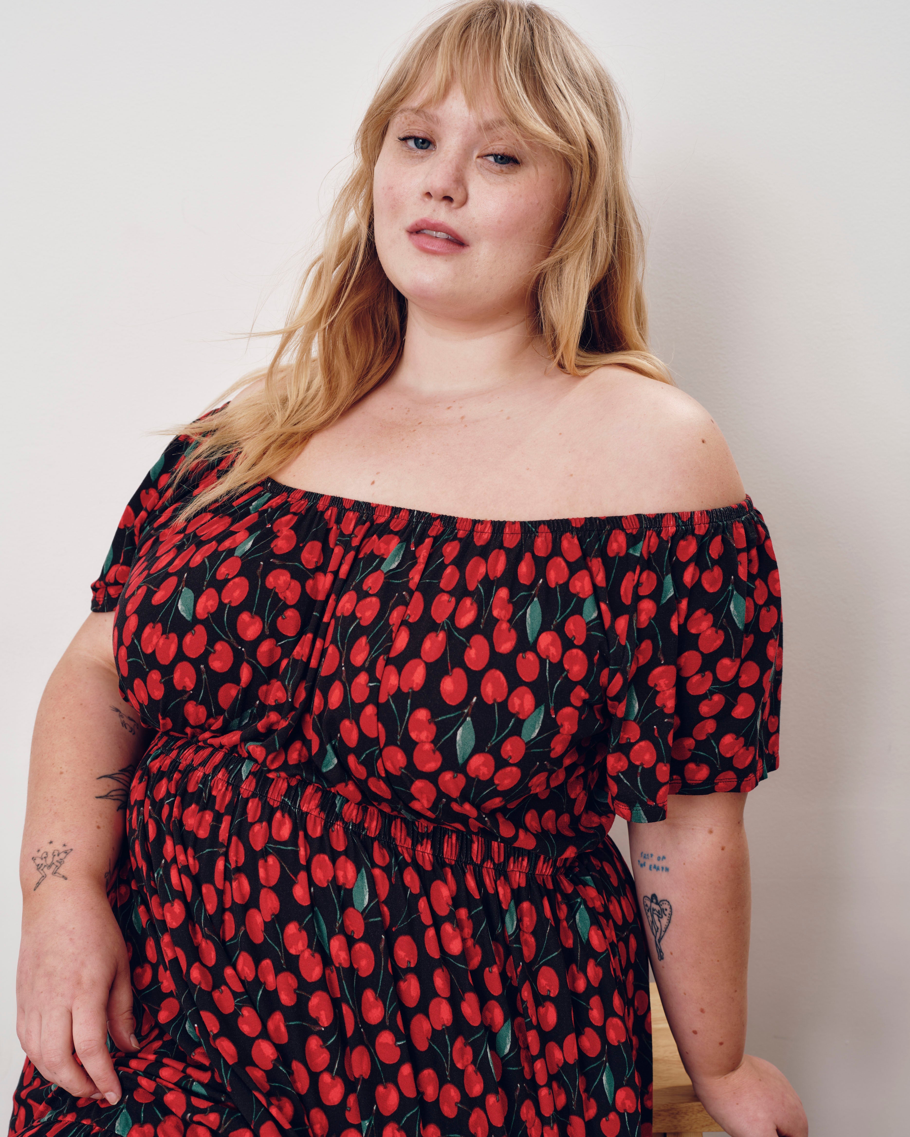Kahlo Liquid Jersey Dress - Very Cherry Print