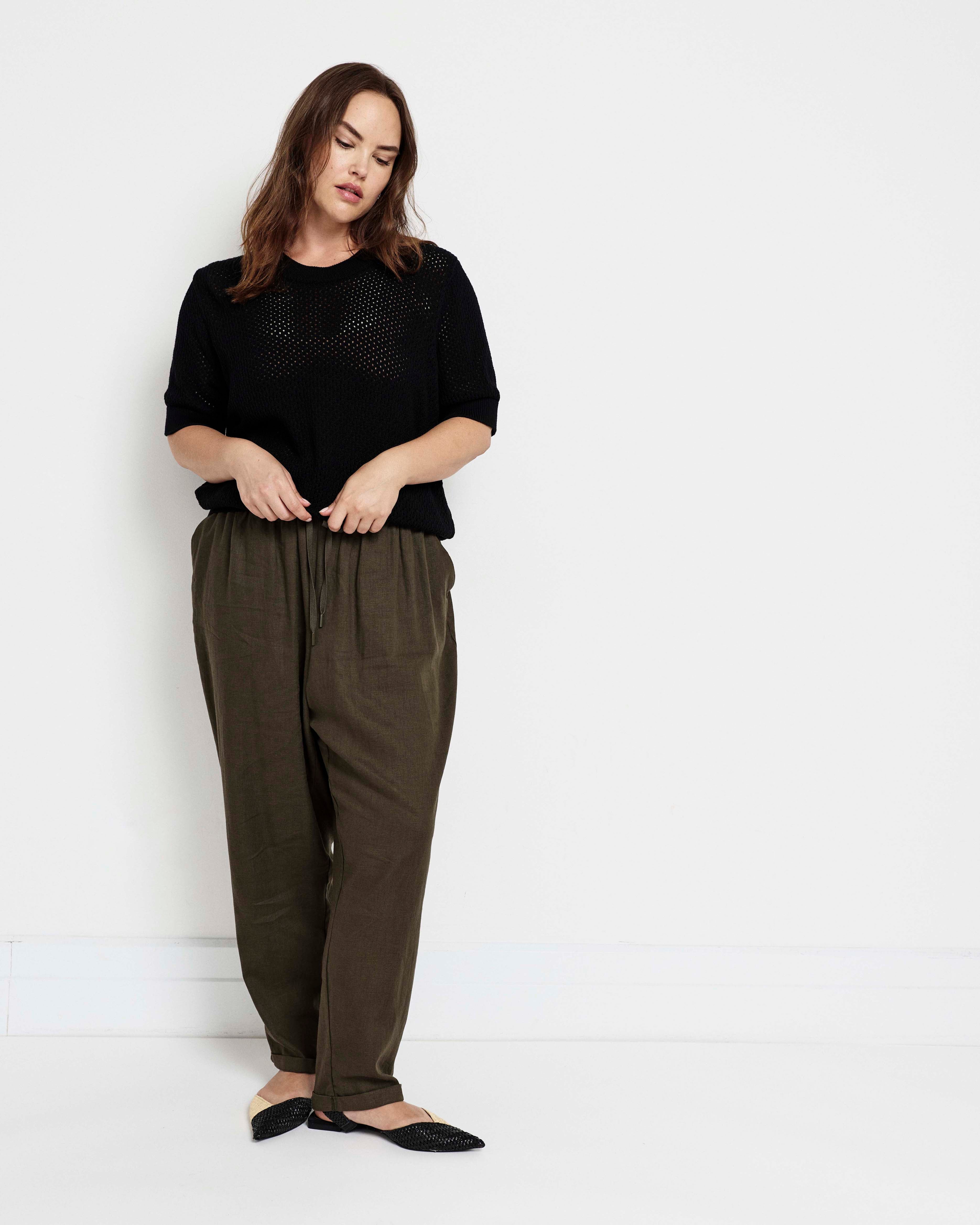 Rosie Pointelle Sweater Top - Black