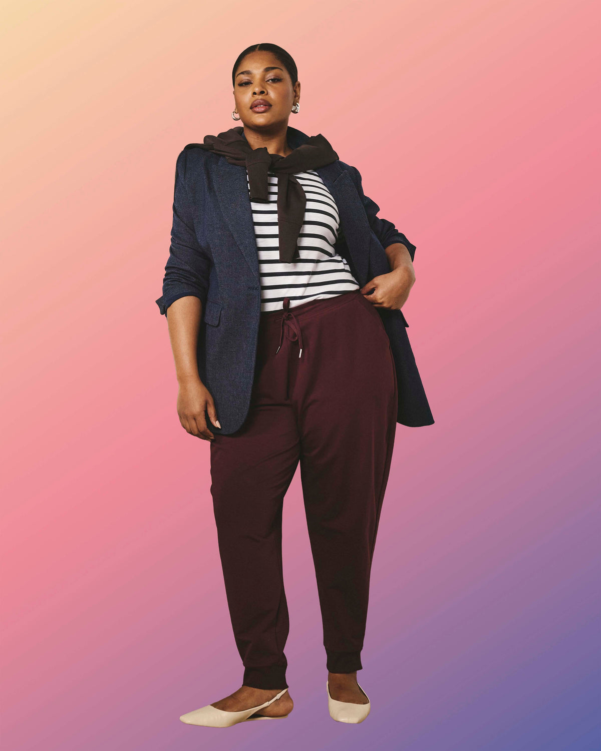 Selma French Terry Jogger - Black Cherry