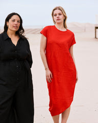 Iconic Stretch Linen Blend Geneva Dress - Shoreline Sunset