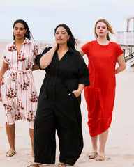 Maggie Barrel Leg Linen Blend Jumpsuit - Black
