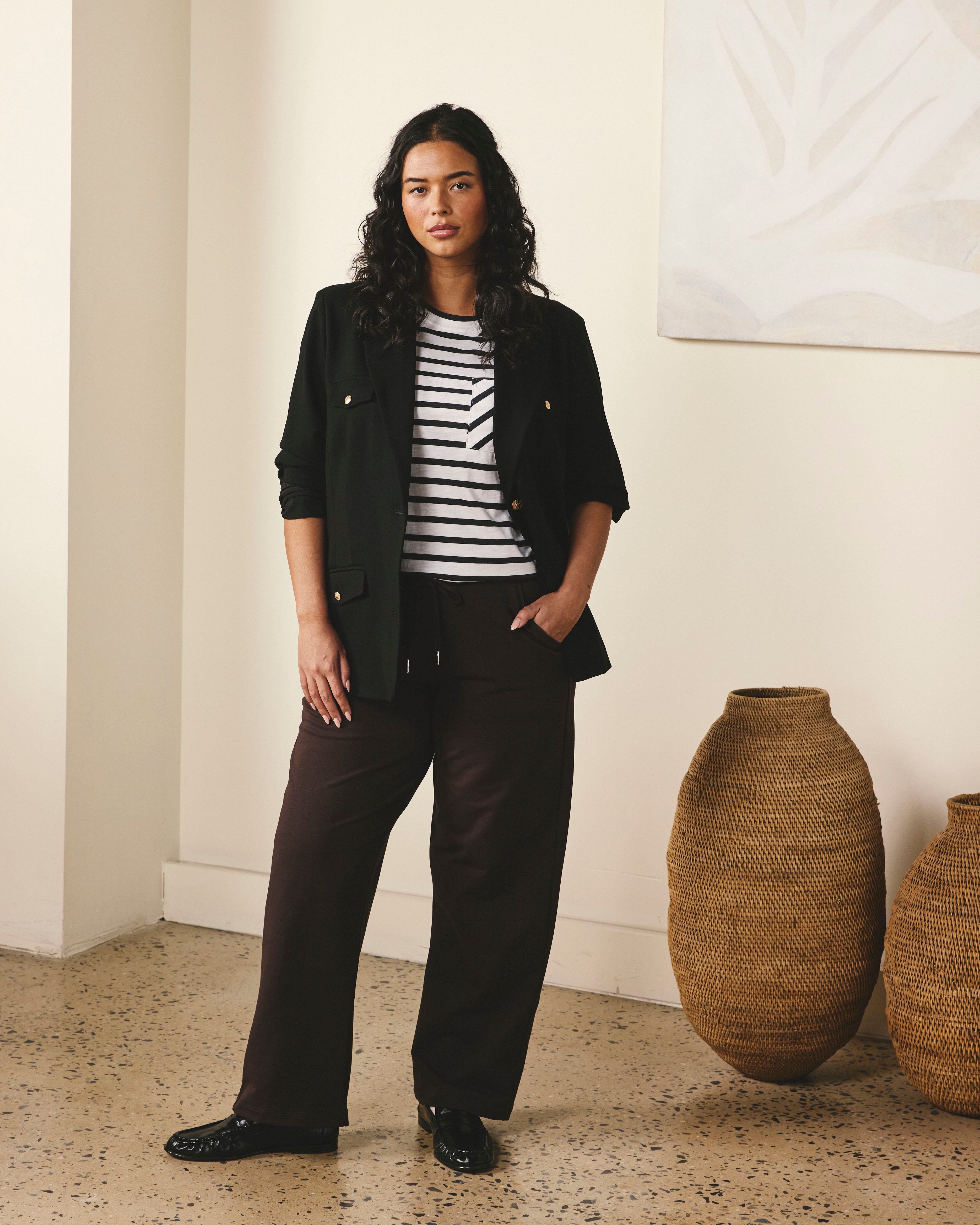 Straight Leg French Terry Sweatpants - Deep Brown