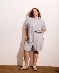 Juniper Linen Blend Easy Pull-On Shorts - Beach Stripe