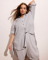 Juniper Linen Blend Easy Pull-On Shorts - Beach Stripe