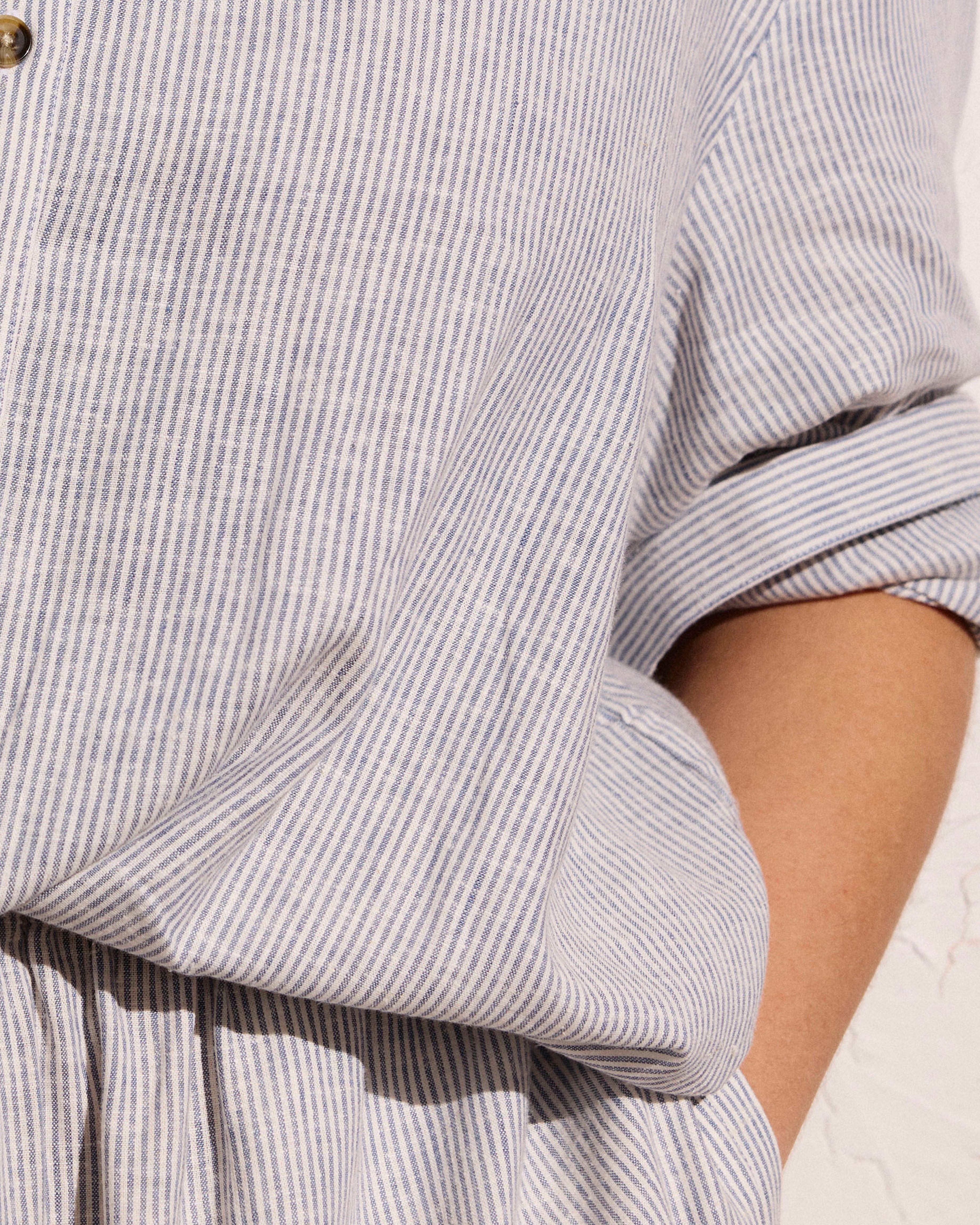 Iris Linen Blend Easy Pull-On Pants - Beach Stripe