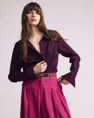 Elbe Stretch Linen Blend Shirt - Acai