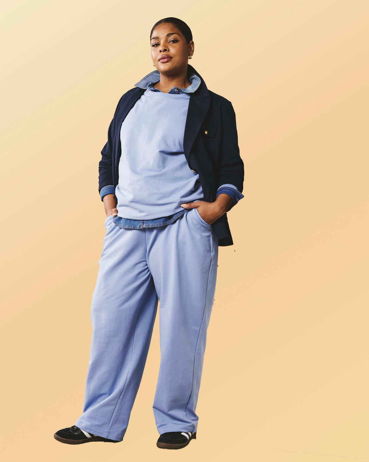 Straight Leg French Terry Sweatpants - Graceful Blue