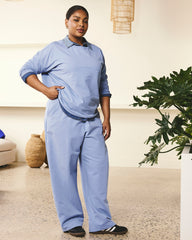 Straight Leg French Terry Sweatpants - Graceful Blue