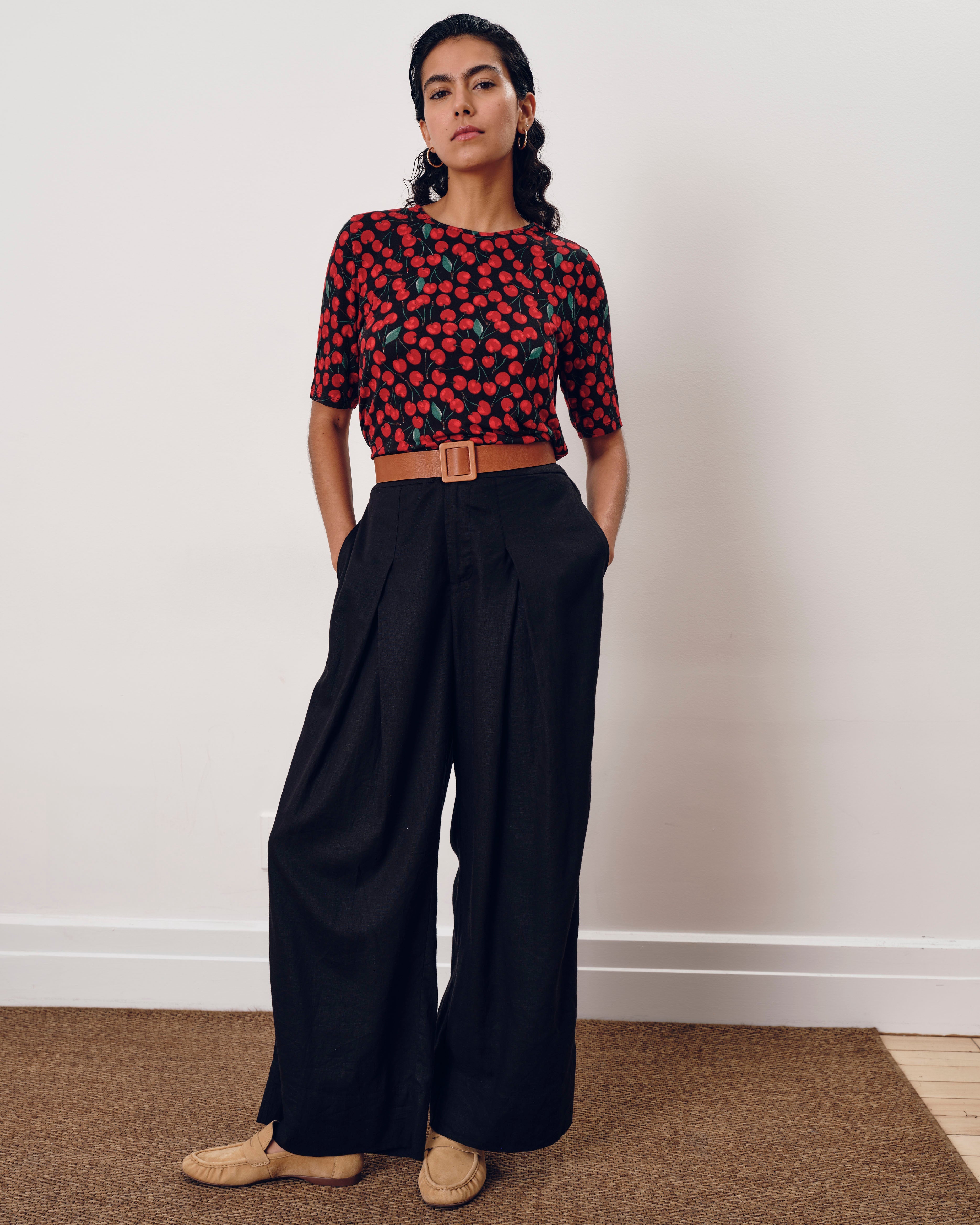 Lily Liquid Jersey Crew Neck Stovepipe Tee - Very Cherry Print