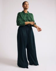 Elbe Popover Stretch Linen Blend Shirt - Green Park