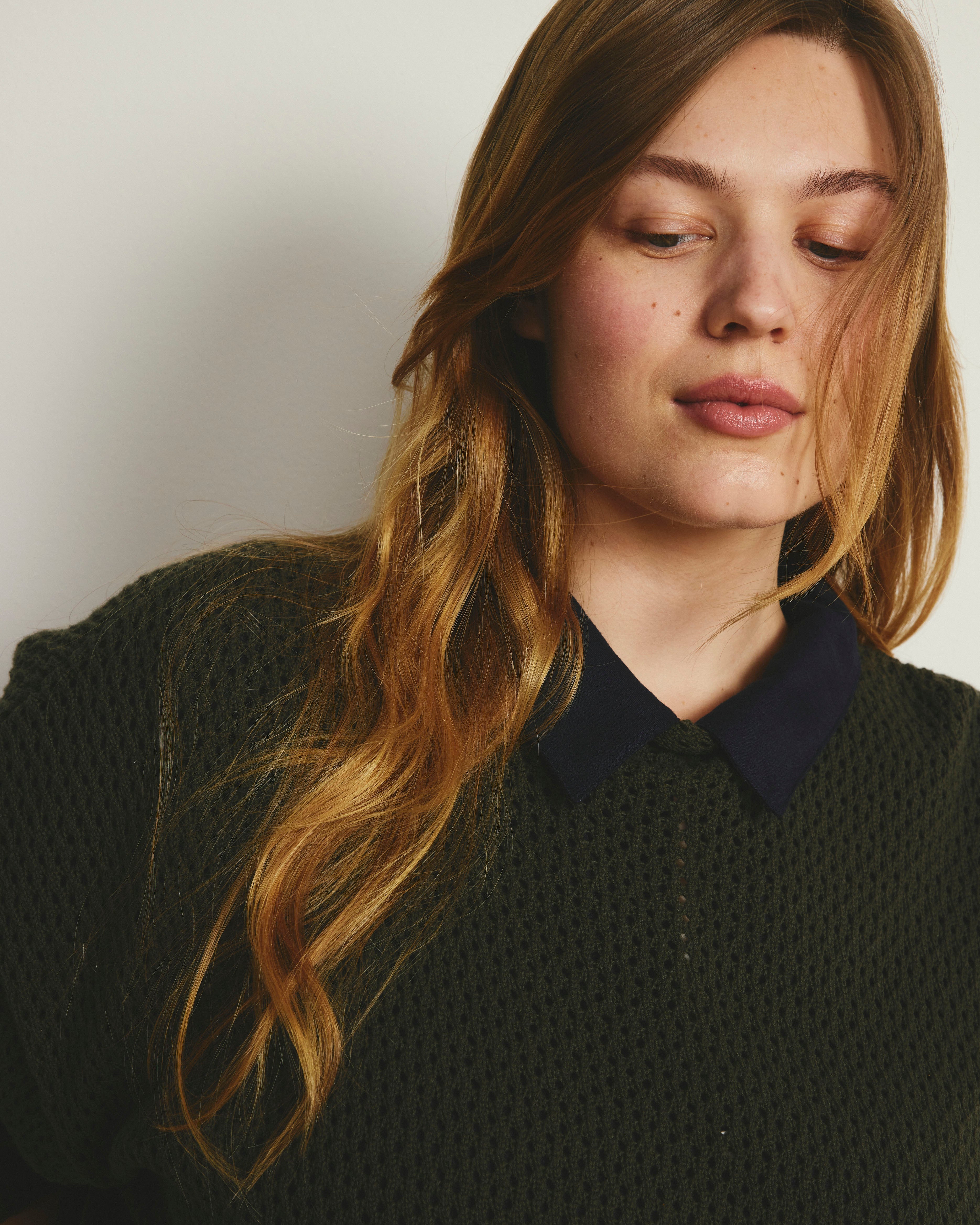 Positano Pointelle Mock Neck Sweater - Camo