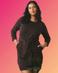 Misa Tie Sweatshirt Dress - Deep Brown