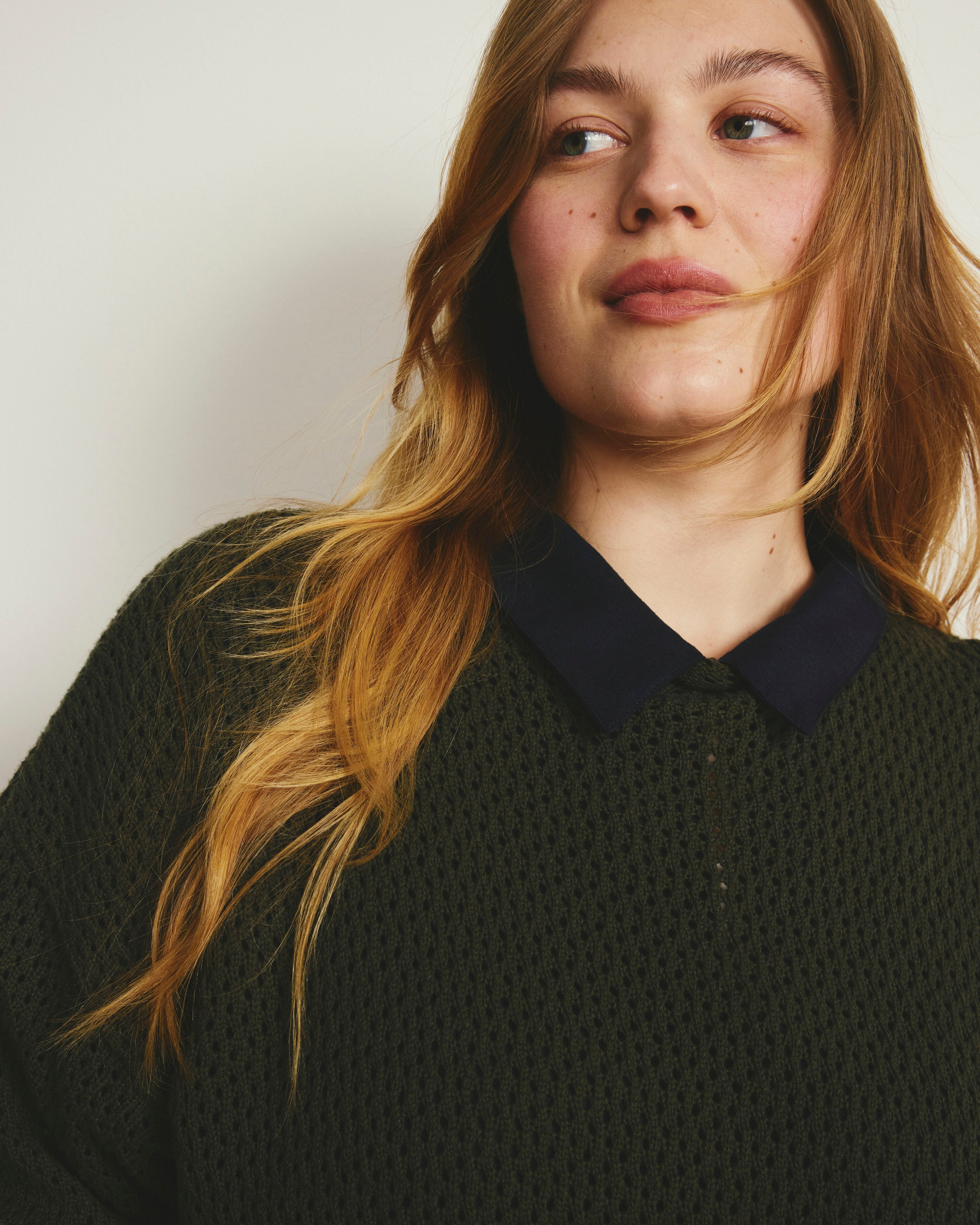 Positano Pointelle Mock Neck Sweater - Camo