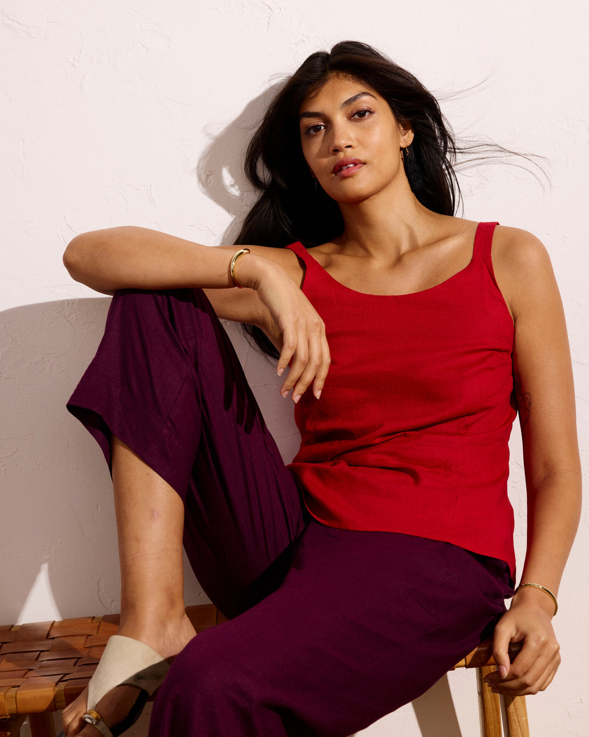 Iris Linen Blend Easy Pull-On Pants - Acai
