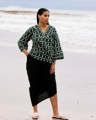 Geneva Linen Blend Skirt - Black