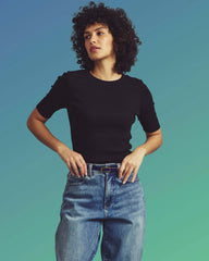 Classic Ribbed Tee - Black