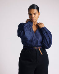 Maisie Cotton Chambray Blouse - Dark Indigo