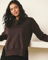 Fiona Side Slit Sweatshirt - Deep Brown