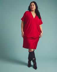 Teresa Liquid Jersey V-Neck Dress - New York Red