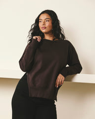 Fiona Side Slit Sweatshirt - Deep Brown