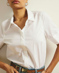 Elbe Stretch Poplin Short Sleeve Shirt - White