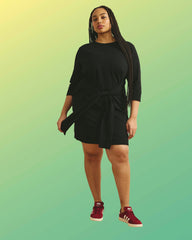 Misa Tie Sweatshirt Dress - Black