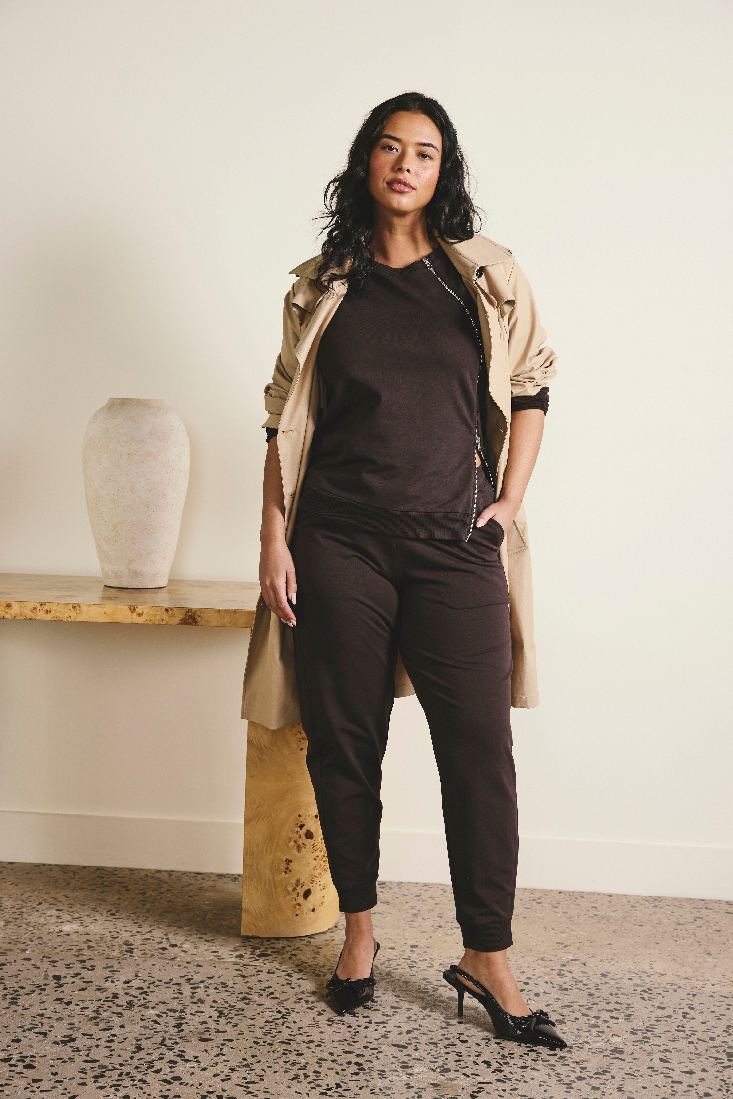 Meridien Zip Sweatshirt - Deep Brown