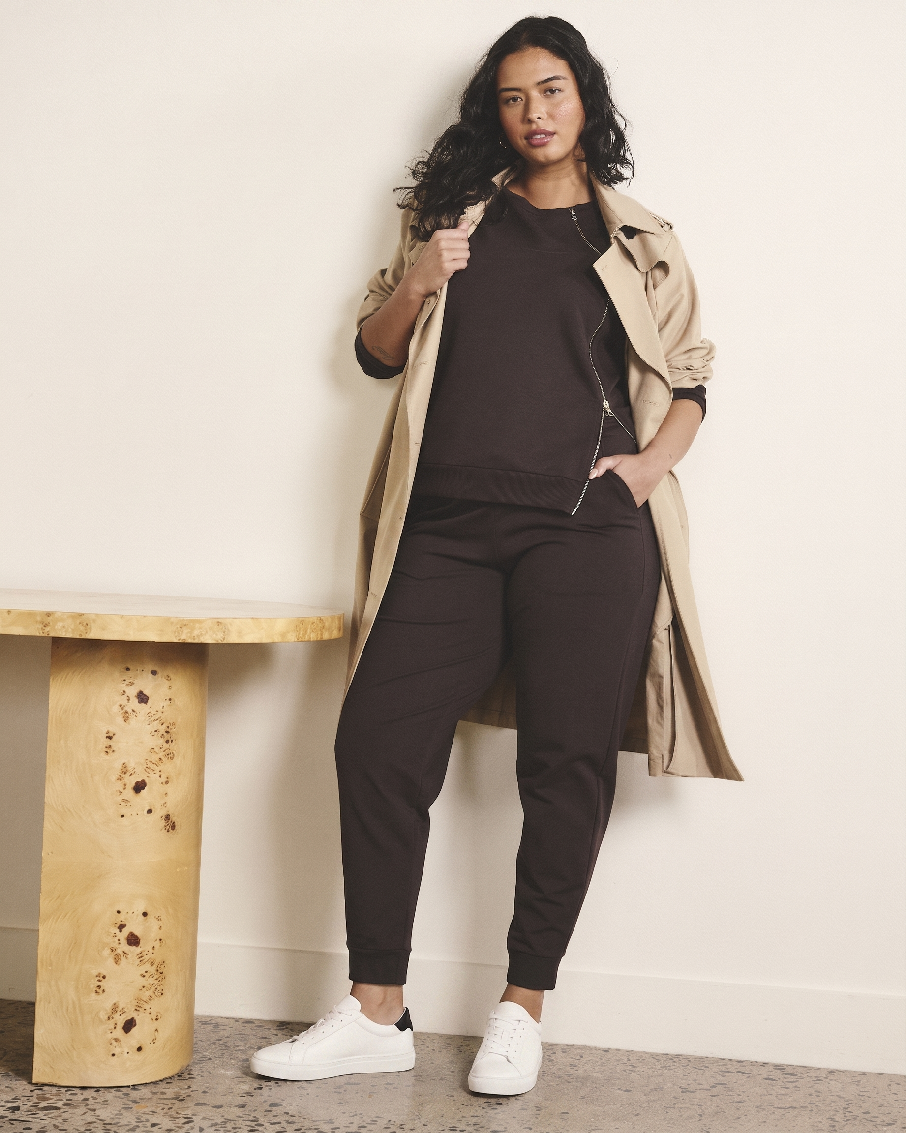 Selma French Terry Jogger - Deep Brown