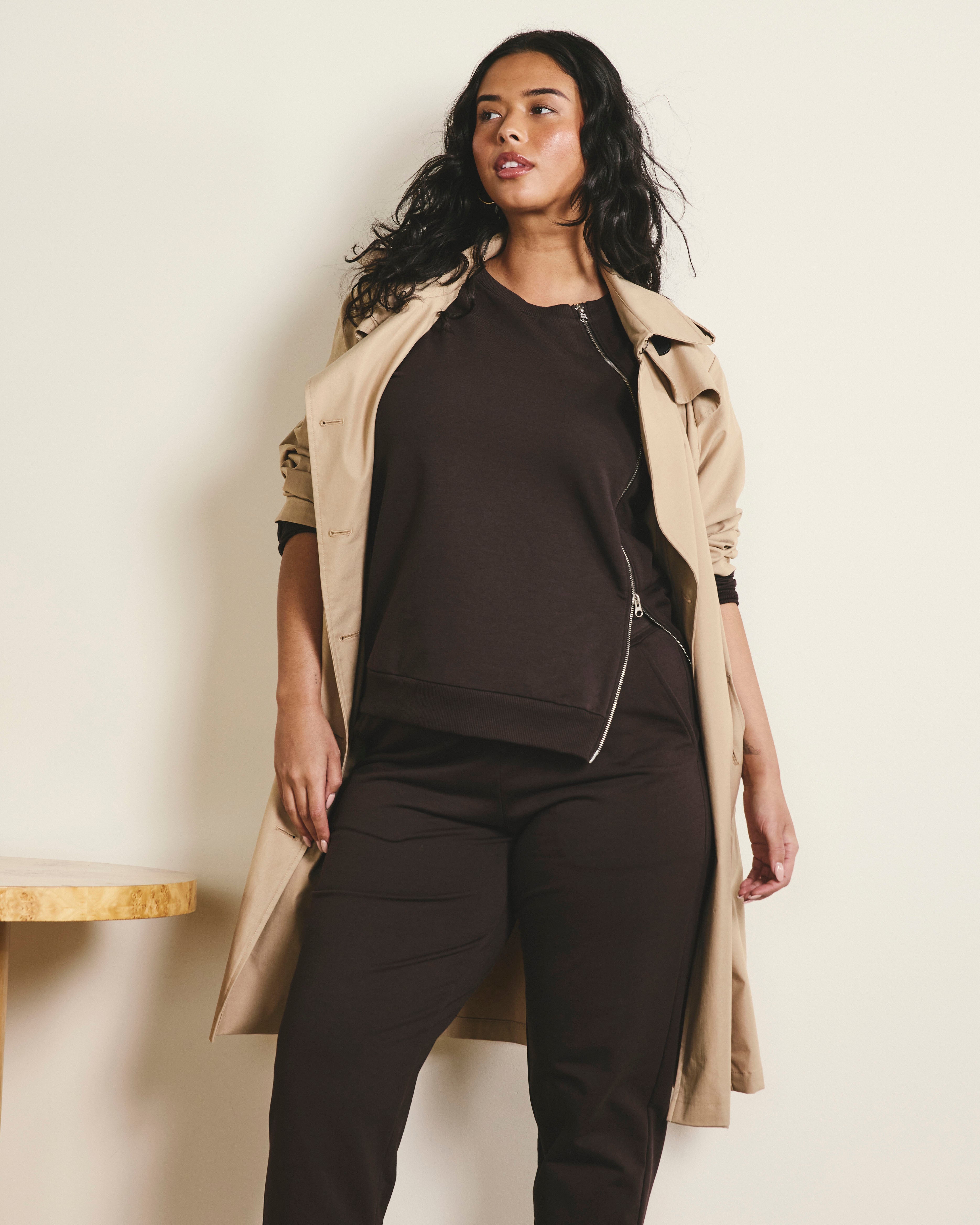 Meridien Zip Sweatshirt - Deep Brown