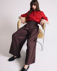 Palais Stretch Linen Blend Wide Leg Pant - Sophisticated Brown